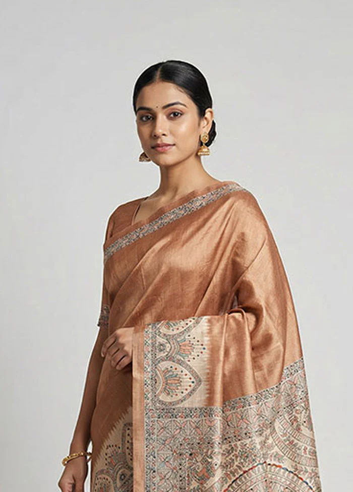 Green Printed Silk Saree Without Blouse Piece - Image 2
