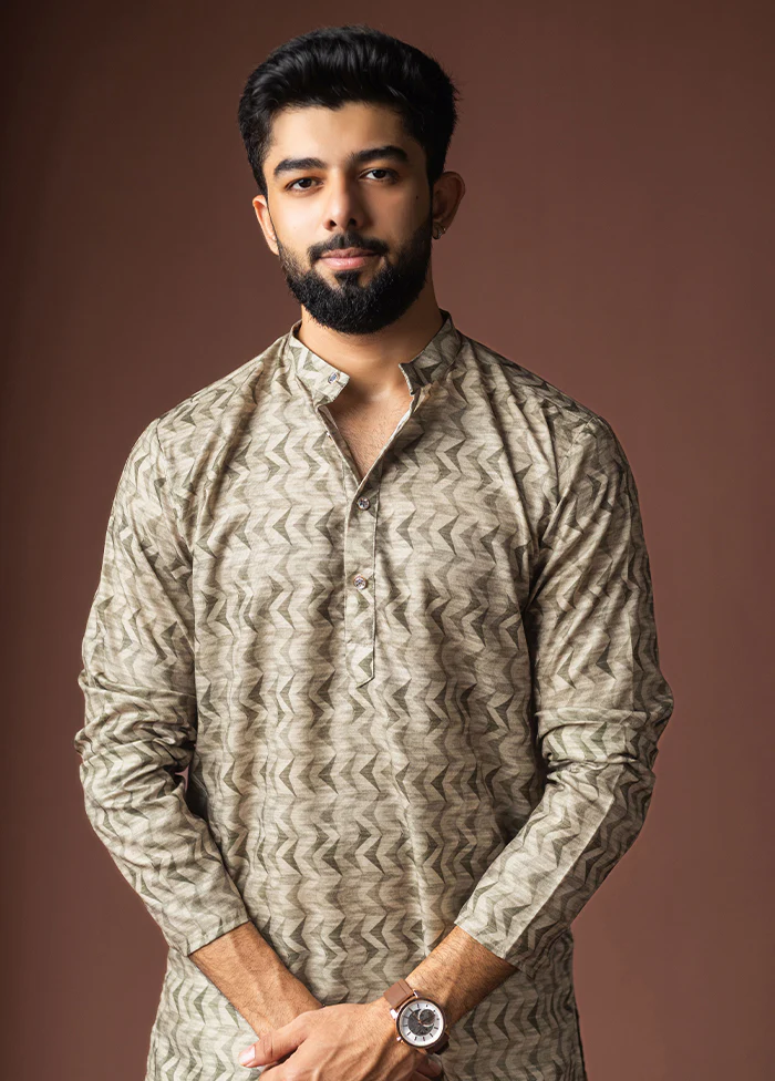 Green Silk Kurta & Pajama Set - Image 2