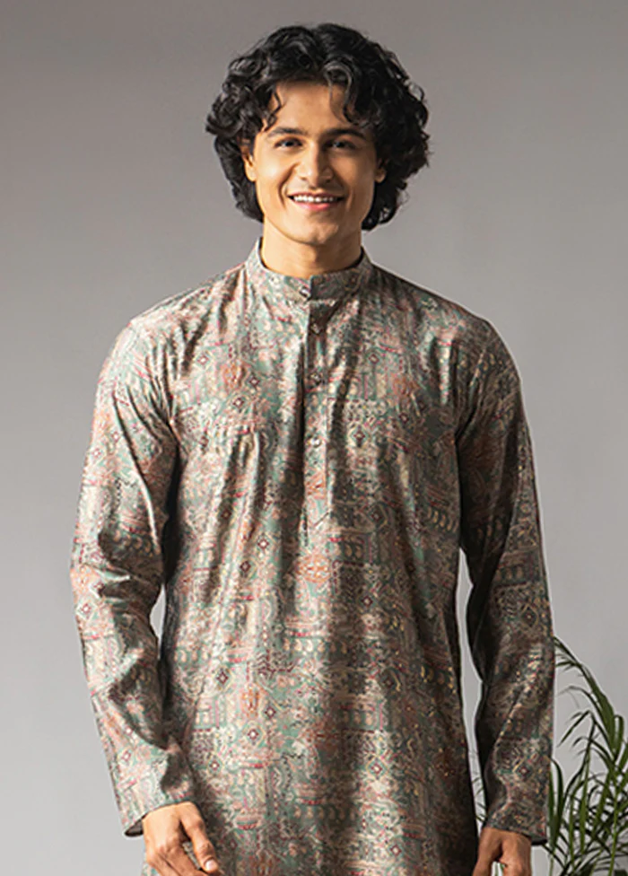 Green Silk Kurta & Pajama Set - Image 2
