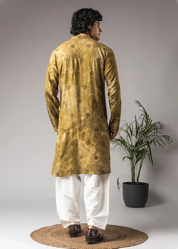 Green Silk Kurta & Pajama Set - Image 3