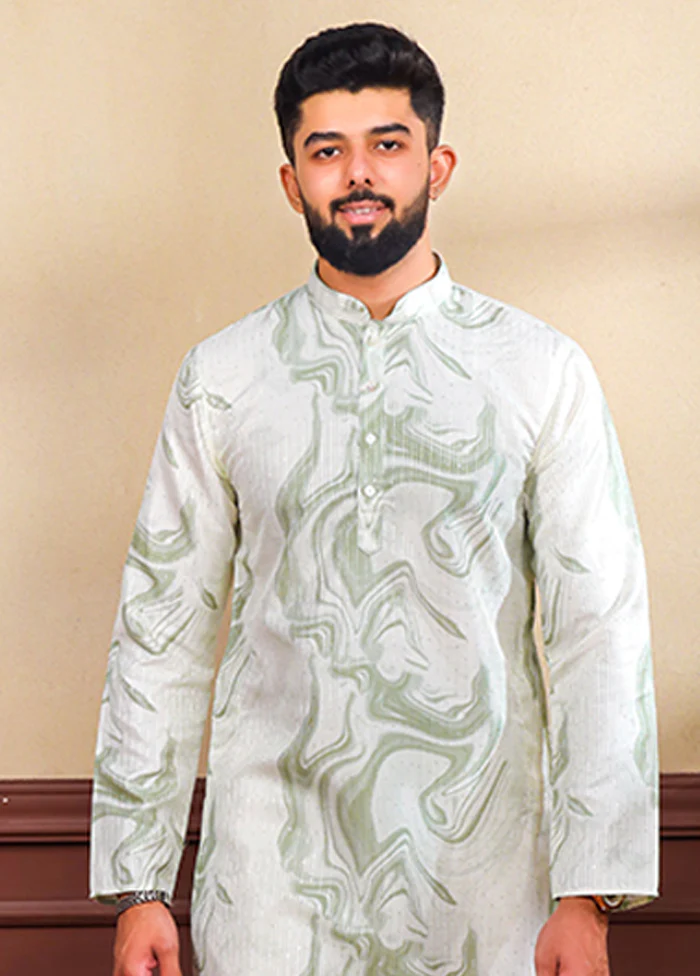 Green Silk Kurta & Pajama Set - Image 2