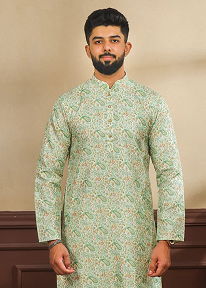 Green Silk Kurta & Pajama Set - Image 2