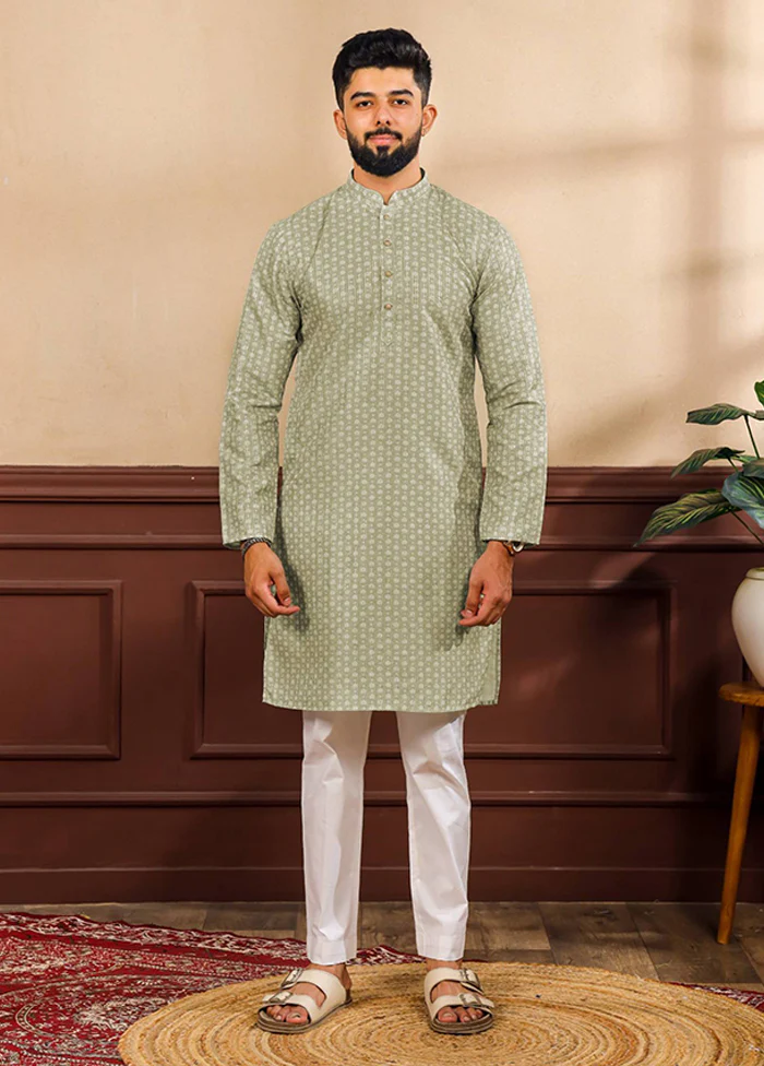 Green Silk Kurta & Pajama Set