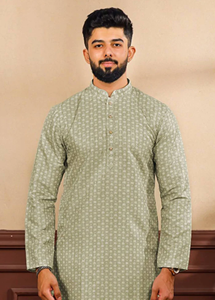 Green Silk Kurta & Pajama Set - Image 2
