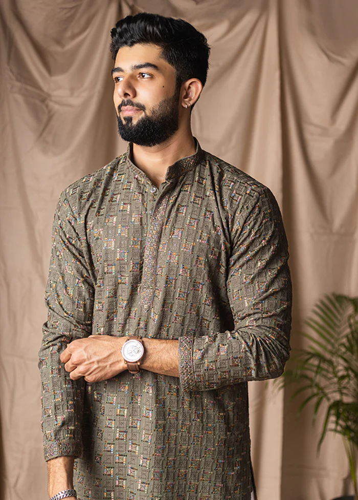 Green Silk Kurta & Pajama Set - Image 2