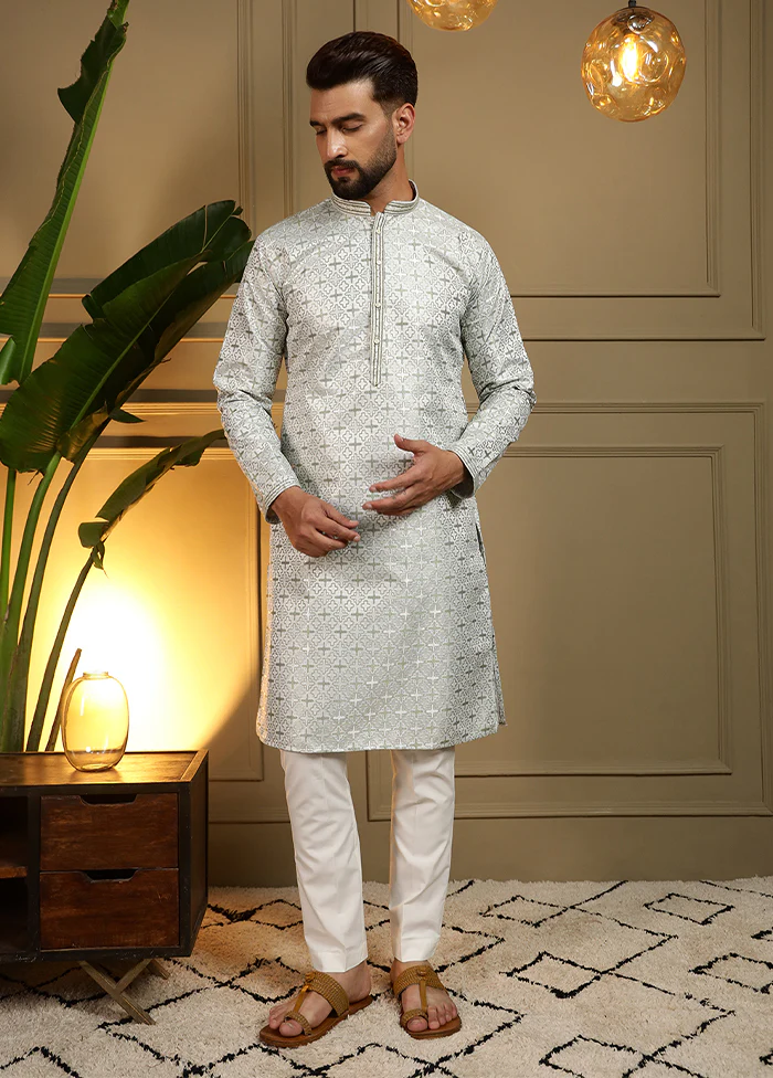Green Silk Kurta & Pajama Set