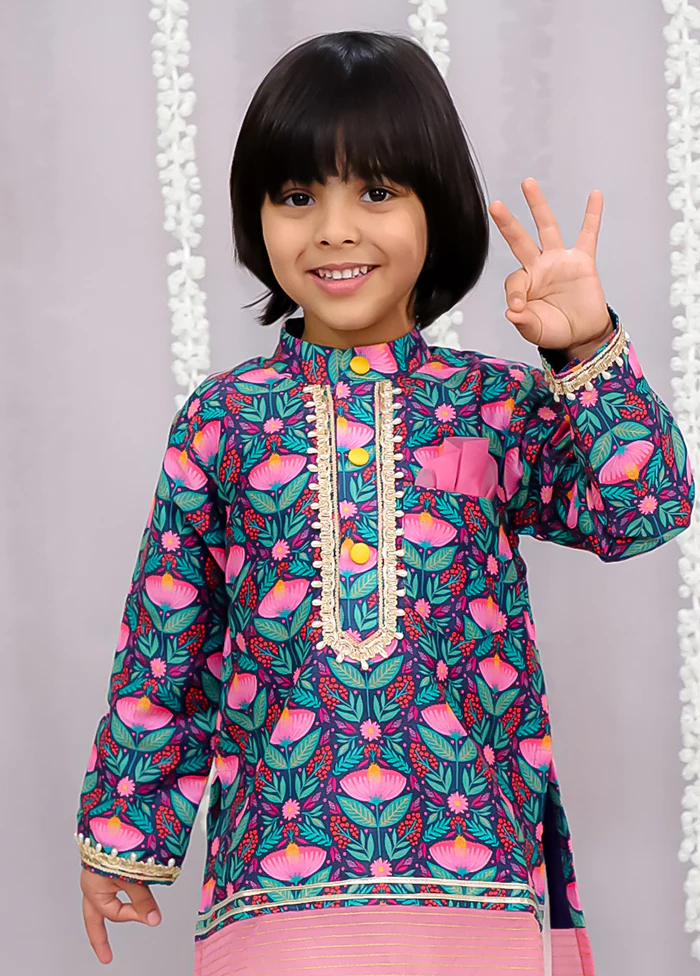 Purple Silk Kurta & Pajama Set - Image 2