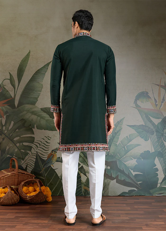 Green Silk Kurta - Image 3