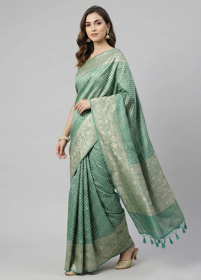 Green Tissue Silk Saree With Blouse Piece