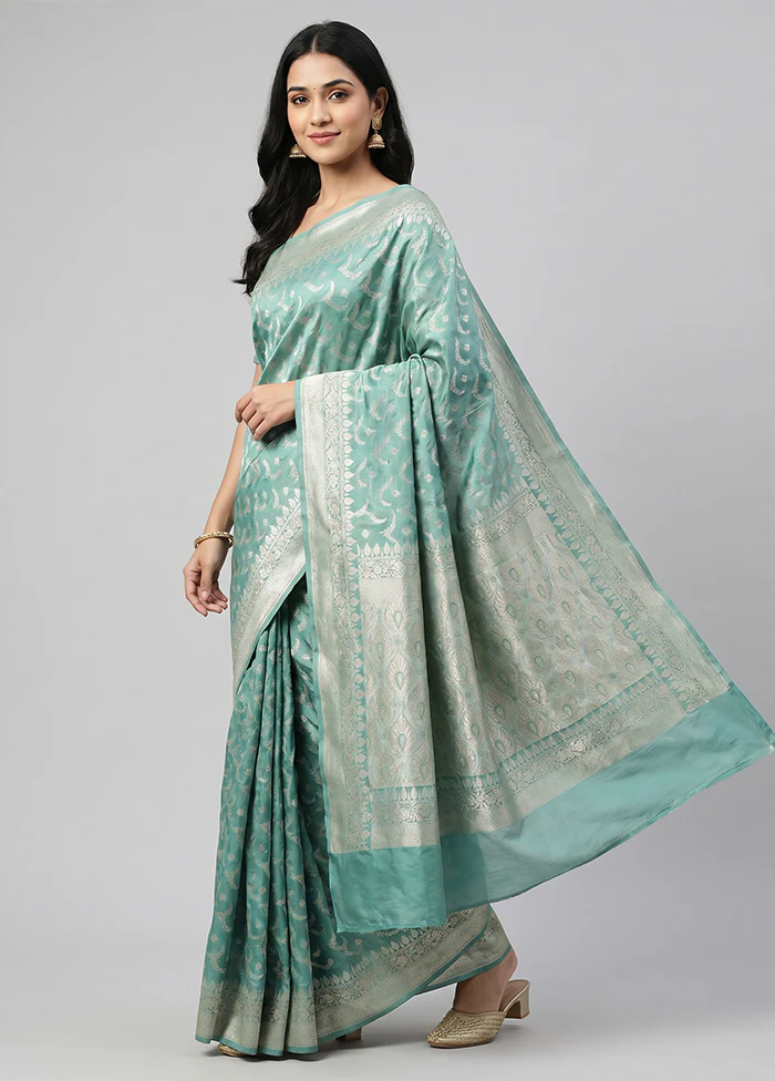 Green Tissue Silk Saree With Blouse Piece
