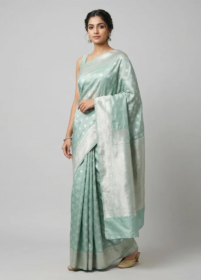 Green Tissue Silk Saree With Blouse Piece