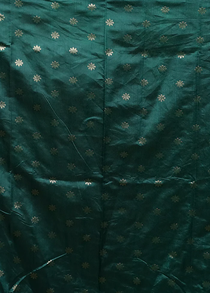Green Tissue Silk Saree With Blouse Piece - Image 5