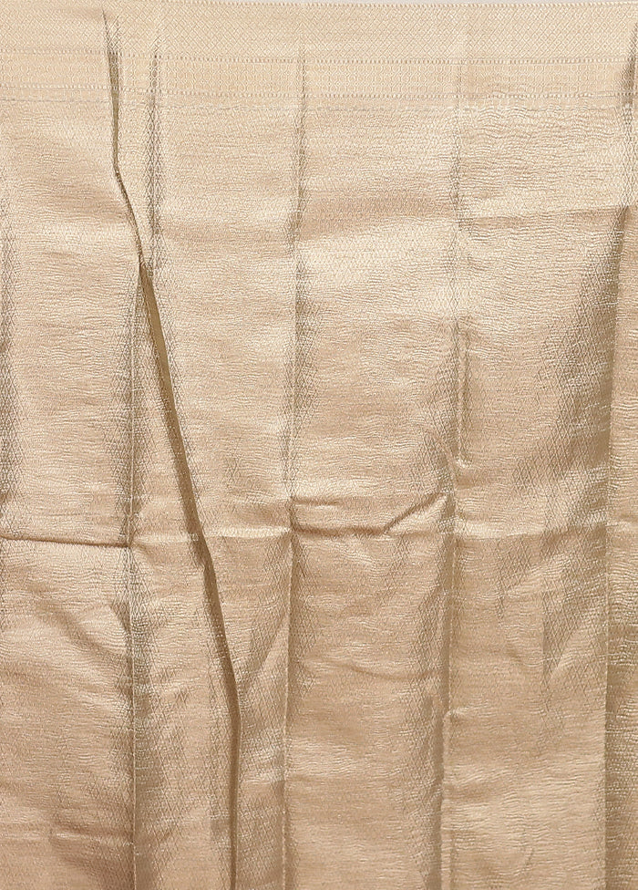 Green Tissue Silk Saree With Blouse Piece - Image 5