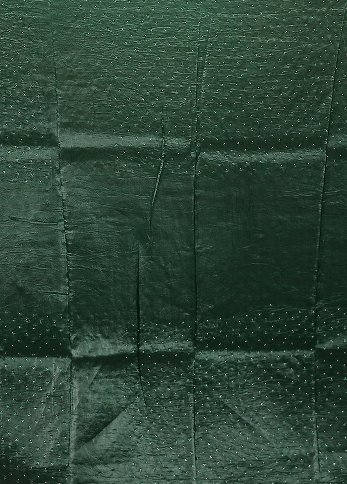 Green Tissue Silk Saree With Blouse Piece - Image 5