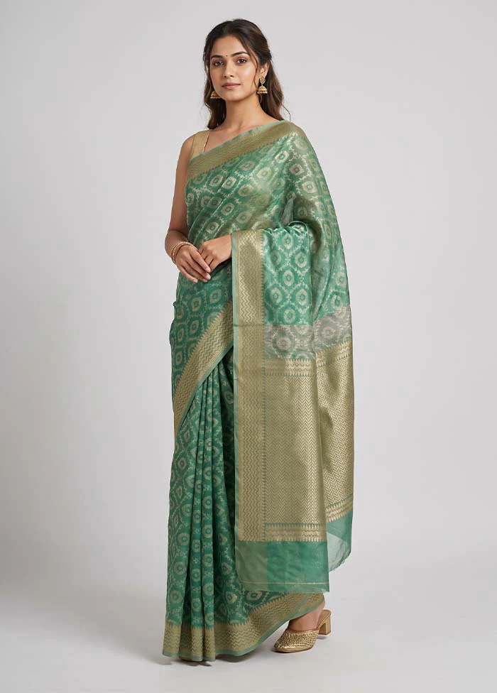 Green Tissue Silk Saree With Blouse Piece