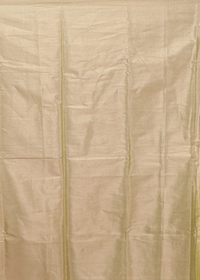 Green Tissue Silk Saree With Blouse Piece - Image 5