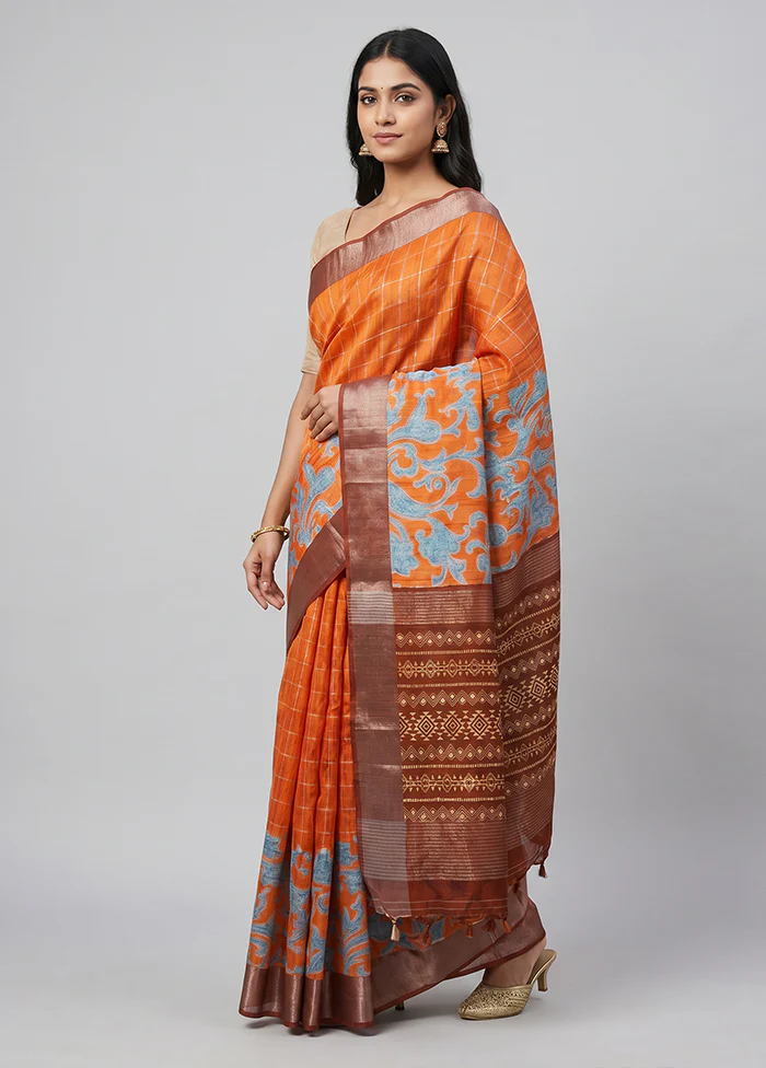 Green Tussar Silk Saree With Blouse Piece