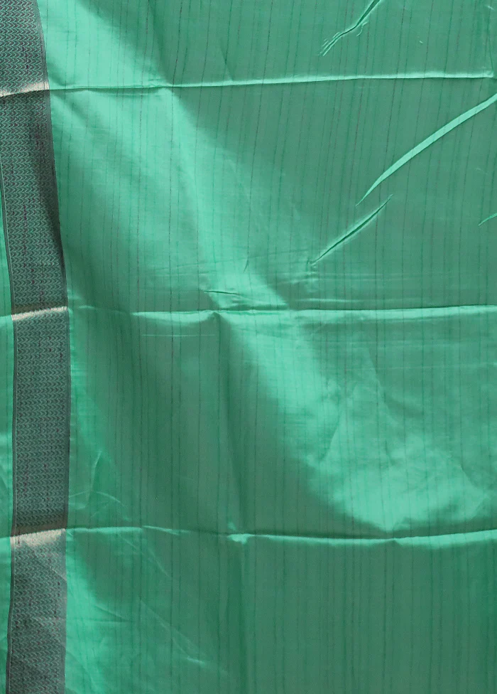Green Tussar Silk Saree With Blouse Piece - Image 5