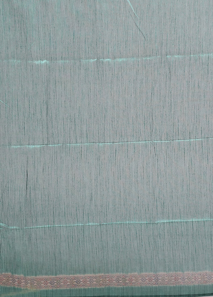 Green Tussar Silk Saree With Blouse Piece - Image 5