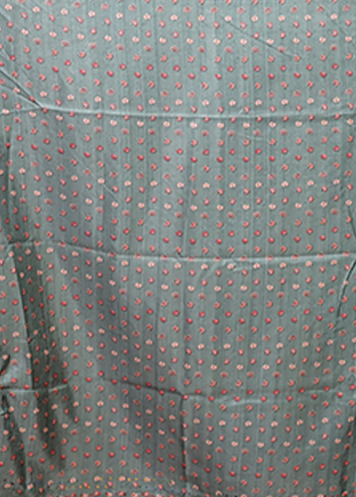 Green Tussar Silk Saree With Blouse Piece - Image 5