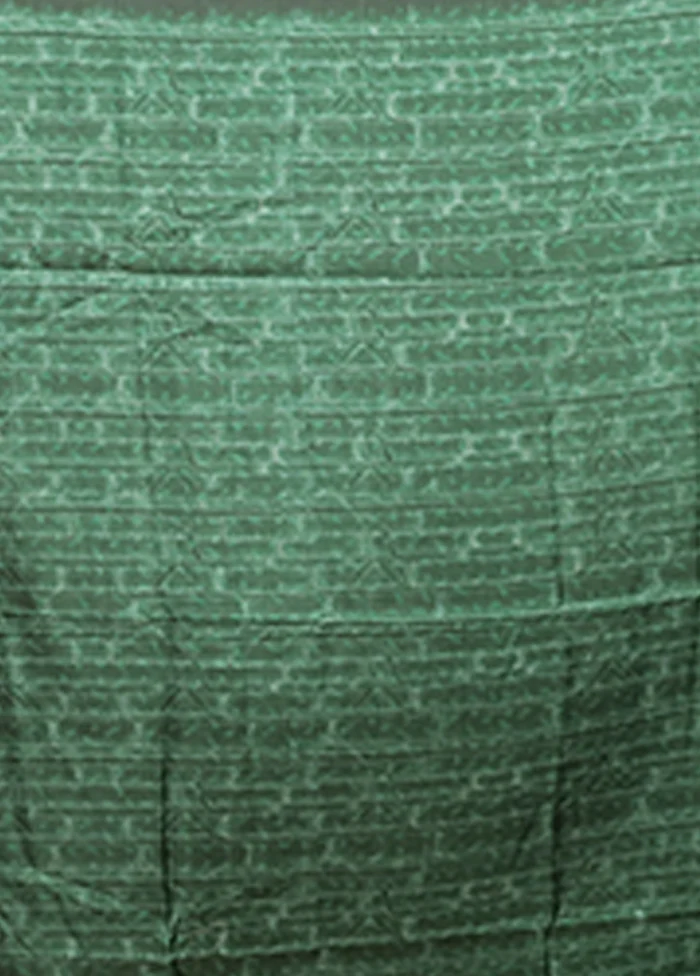Green Tussar Silk Saree With Blouse Piece - Image 5