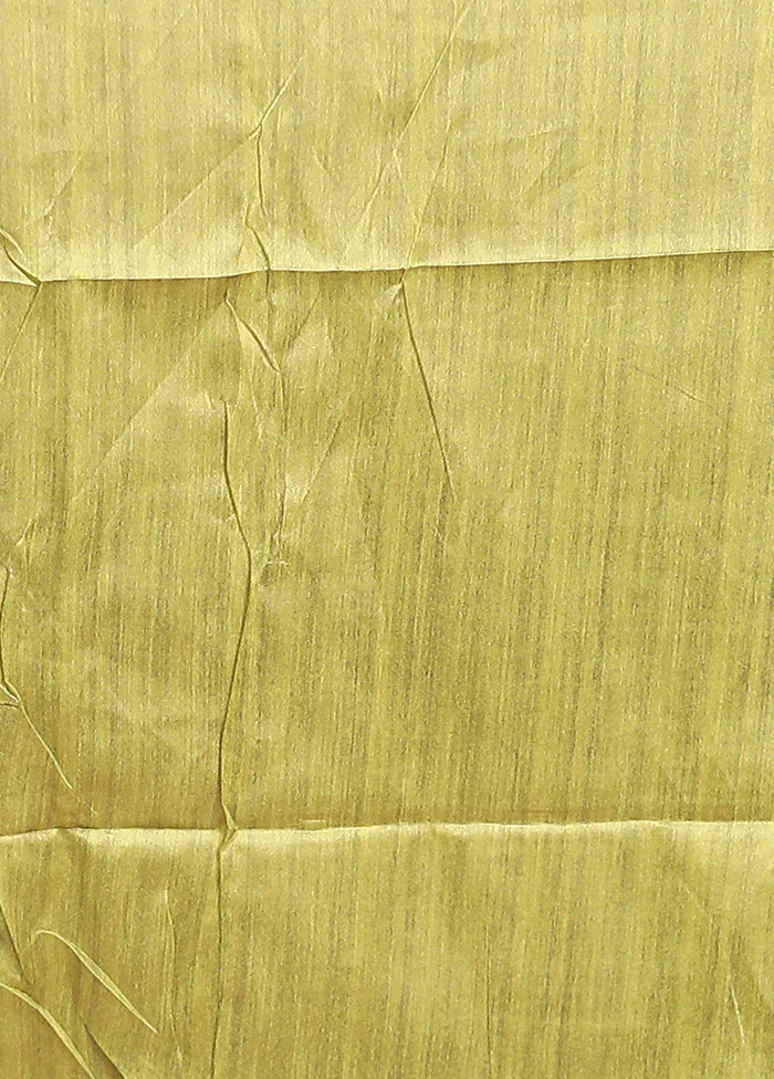 Green Tussar Silk Saree With Blouse Piece - Image 5