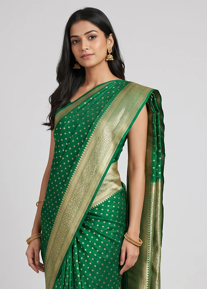 Green Uppada Silk Saree With Blouse Piece - Image 2