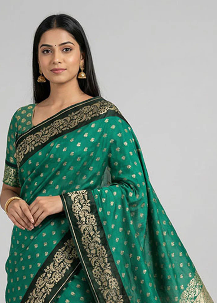 Green Uppada Silk Saree With Blouse Piece - Image 2