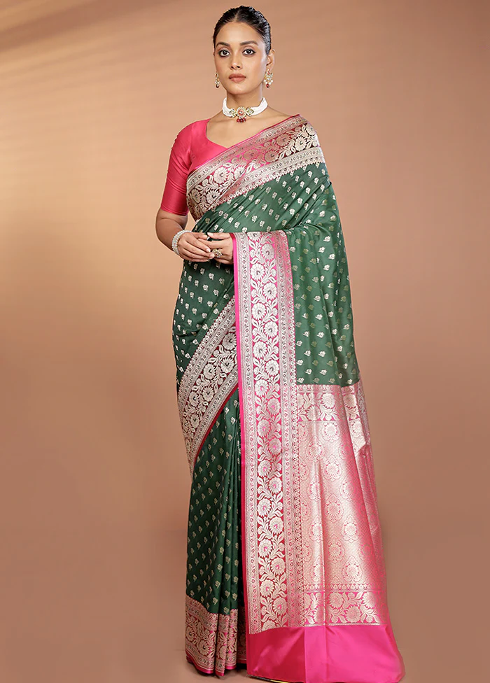 Green Uppada Silk Saree With Blouse Piece - Image 2