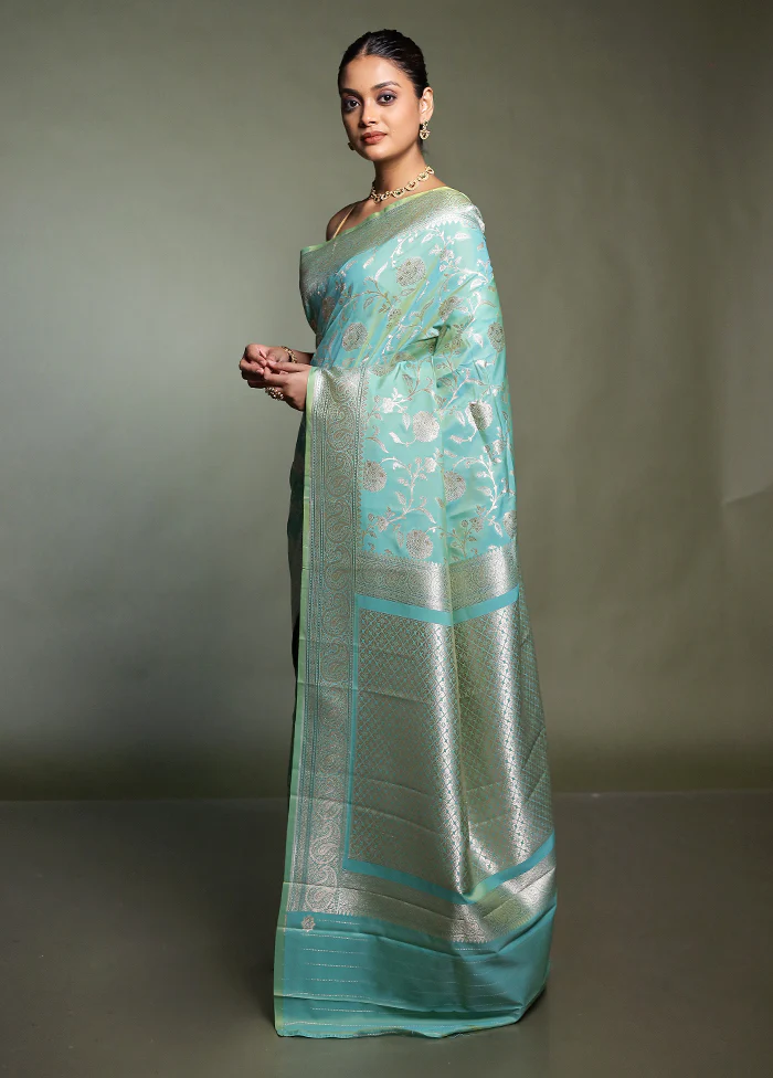 Green Uppada Silk Saree With Blouse Piece - Image 4