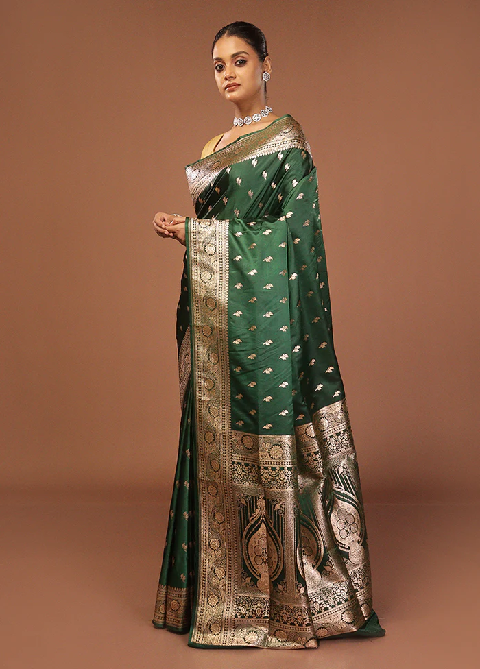 Green Uppada Silk Saree With Blouse Piece - Image 4