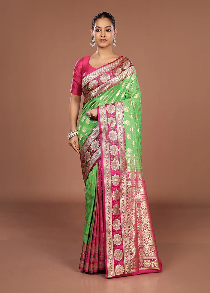 Green Uppada Silk Saree With Blouse Piece - Image 2