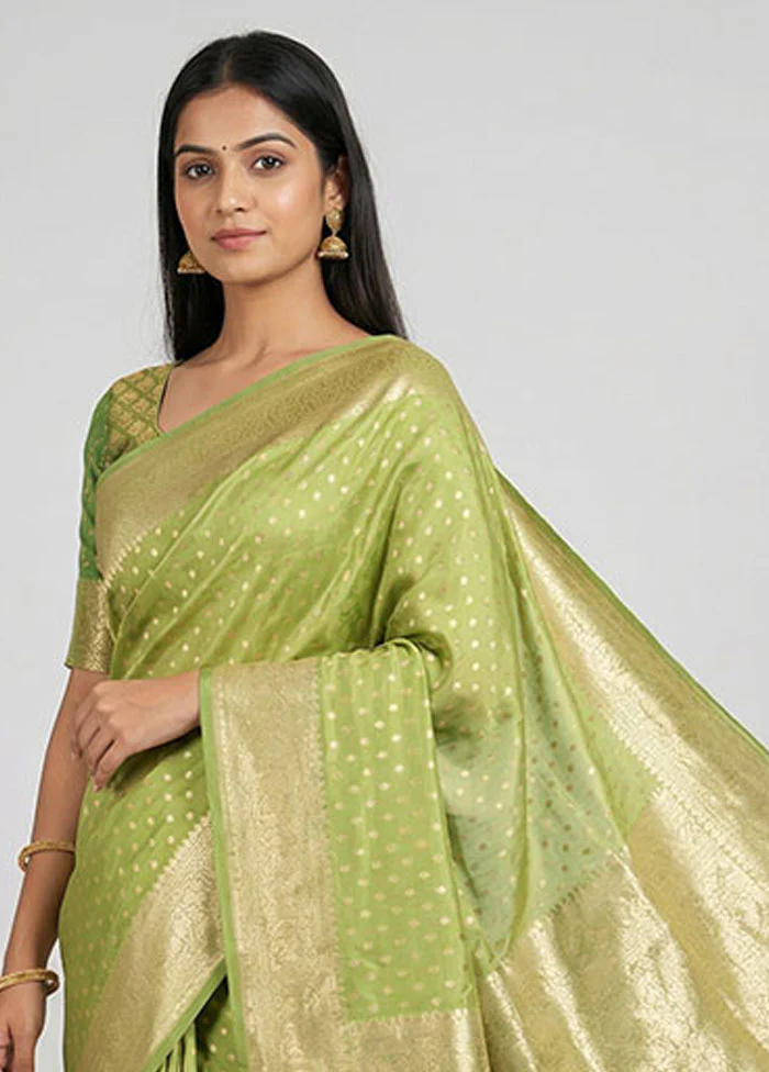 Green Uppada Silk Saree With Blouse Piece - Image 2