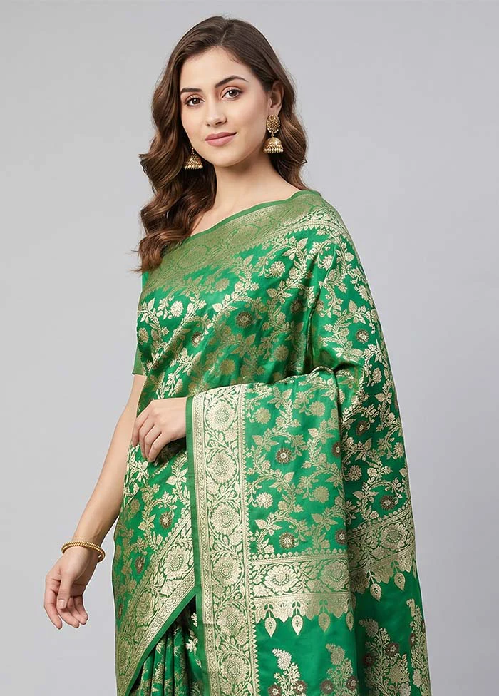 Green Uppada Silk Saree With Blouse Piece - Image 2