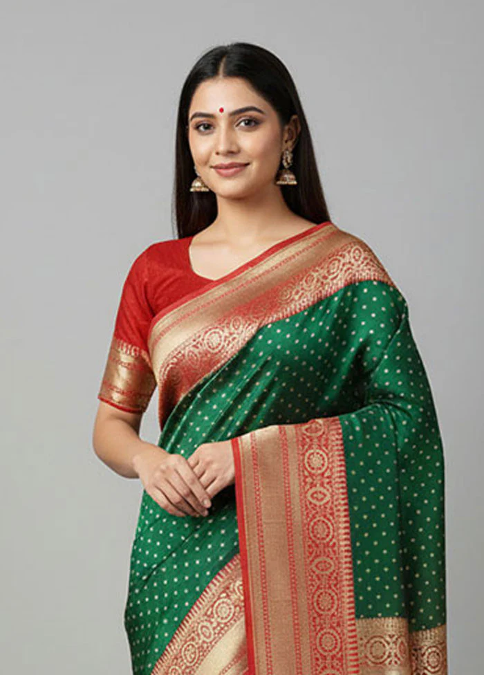 Green Uppada Silk Saree With Blouse Piece - Image 2