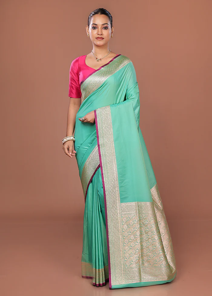 Green Uppada Silk Saree With Blouse Piece - Image 2