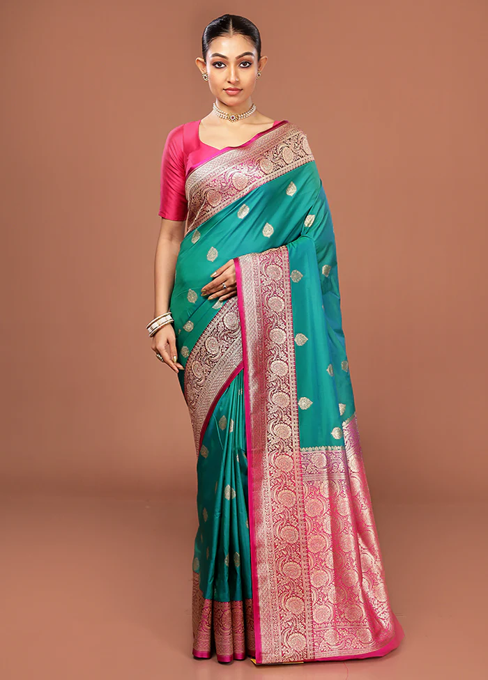 Green Uppada Silk Saree With Blouse Piece - Image 2
