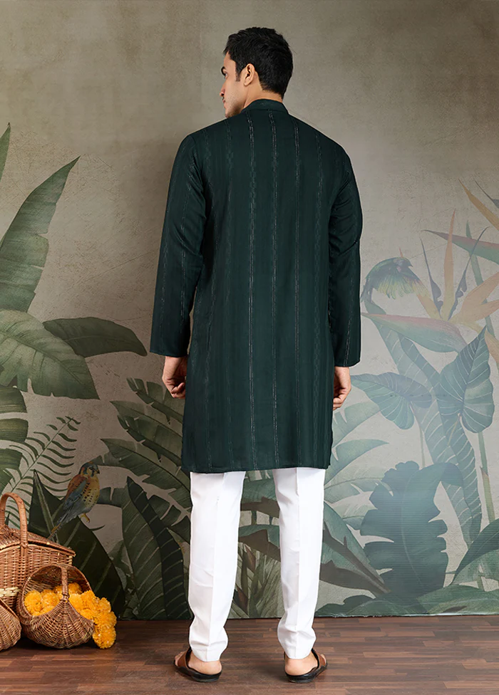 Green Viscose Kurta & Pajama Set - Image 3