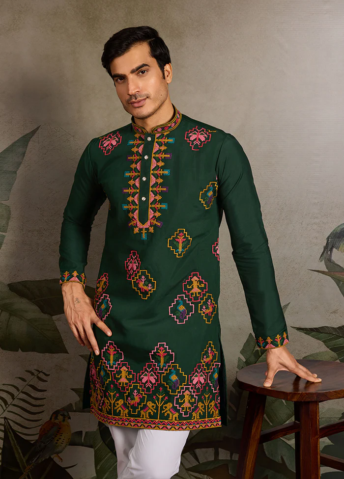 Green Viscose Kurta - Image 2