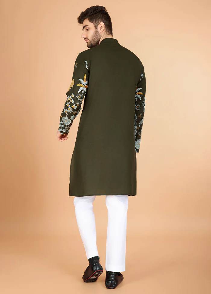 Green Viscose Kurta - Image 3