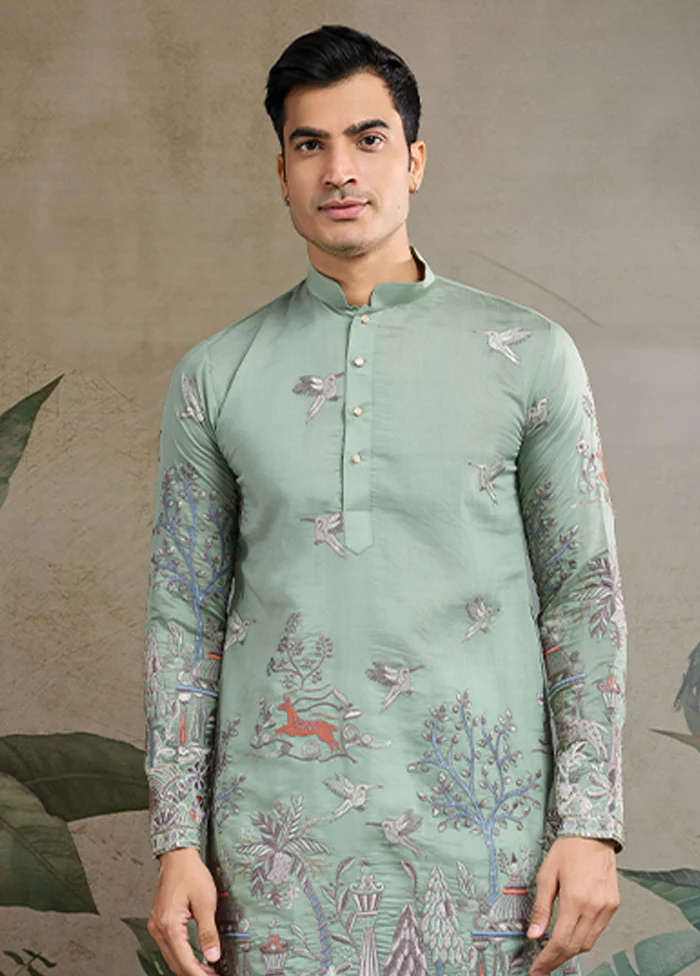 Green Viscose Kurta - Image 2
