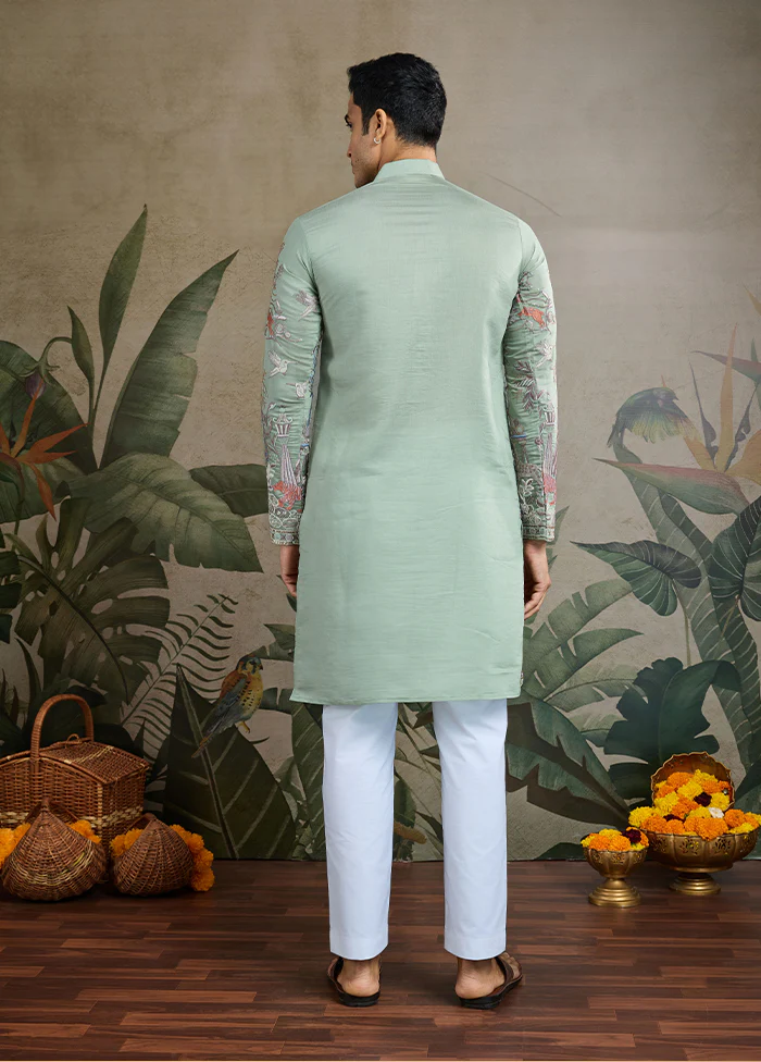 Green Viscose Kurta - Image 3