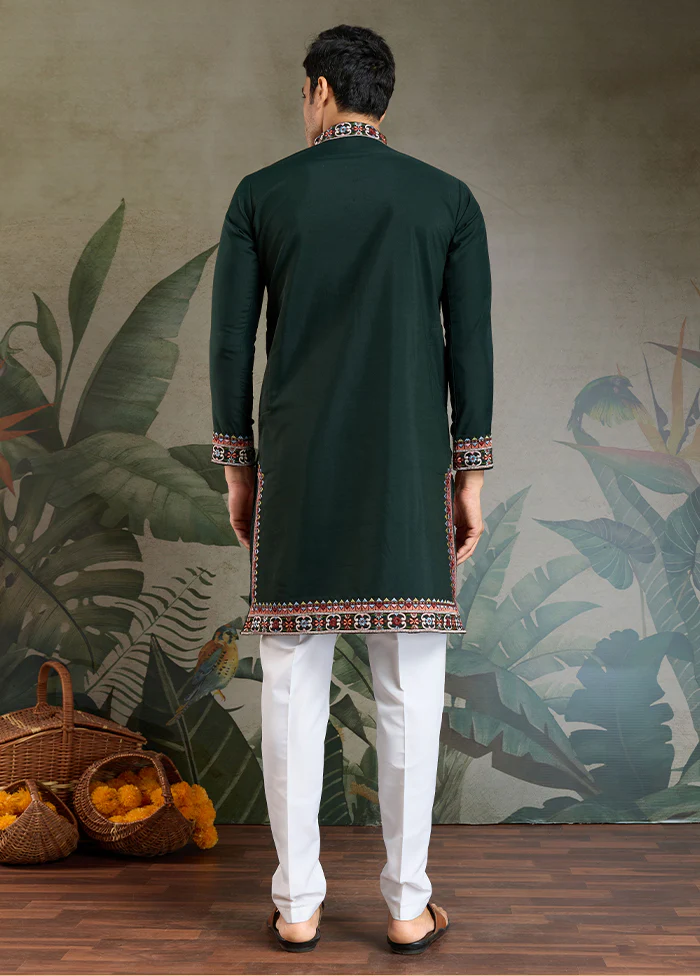 Green Viscose Kurta - Image 3