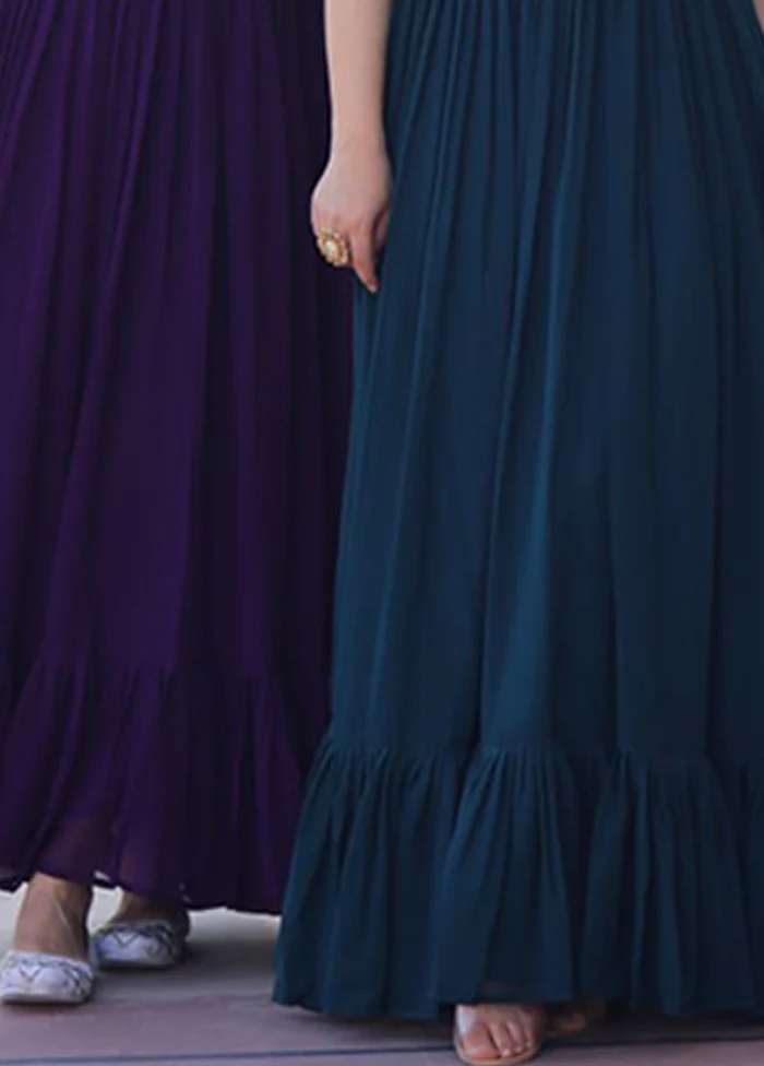 Purple & Green Woven Work Silk Gown pack of 2 - Image 3