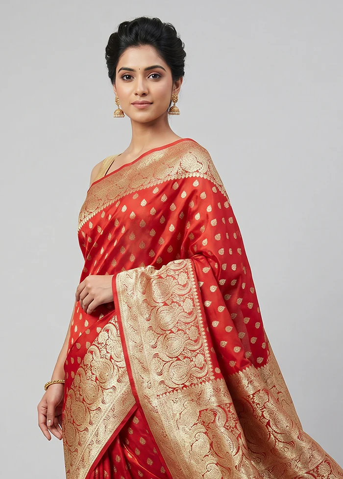 Grey Banarasi Silk Saree With Blouse Piece - Image 2