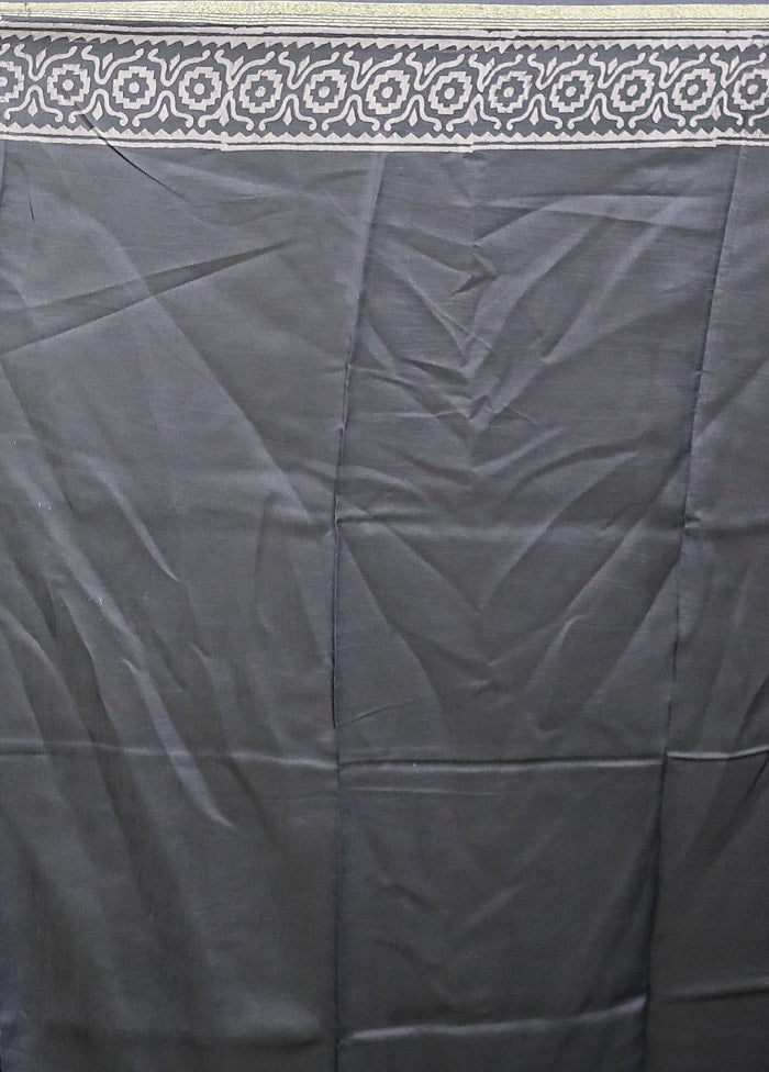 Grey Chanderi Cotton Saree With Blouse Piece - Image 5