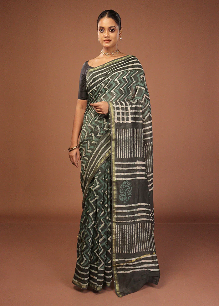 Grey Chanderi Silk Saree With Blouse Piece - Image 2
