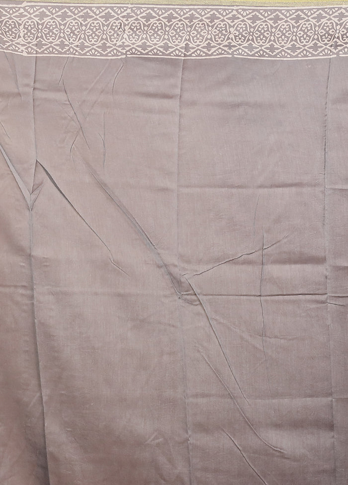 Grey Chanderi Silk Saree With Blouse Piece - Image 5