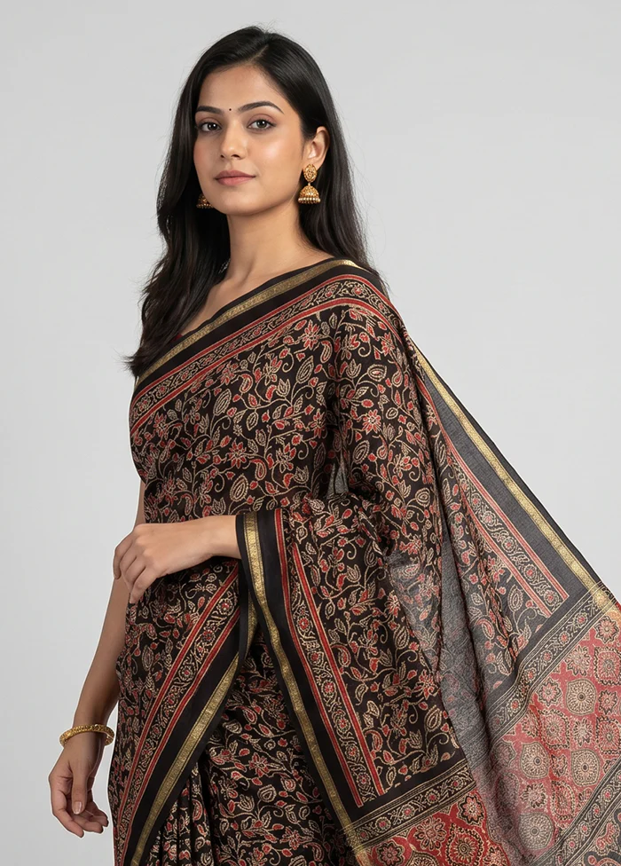 Grey Chanderi Silk Saree With Blouse Piece - Image 2