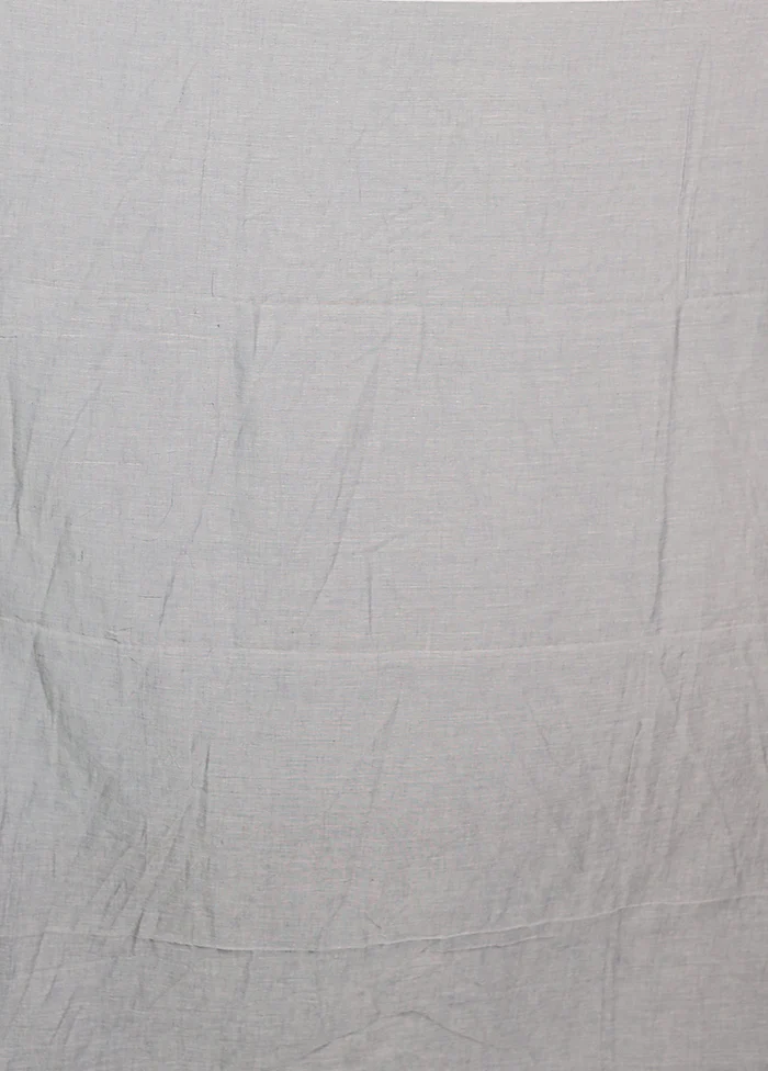 Grey Cotton Saree With Blouse Piece - Image 5